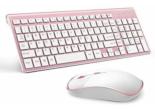 Combo Teclado Y Mouse  Compactos Y Silenciosos Color Rosa