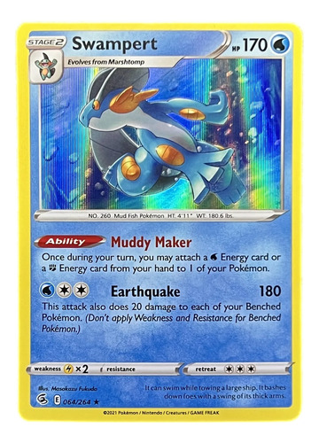 Swampert 064/264 Swsh Fusion Strike Pokemon Holo Rare 2021