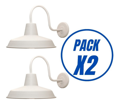 Imagen 1 de 8 de Pack X2 Lampara Aplique Pared Vintage Galponero Bajo Consumo
