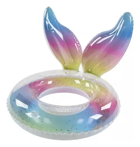Flotador Inflable Piscina Redondo Diseño Cola Sirena 70cm