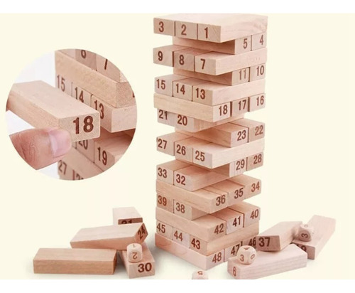 Juego De Jenga Mini Wiss Toy O Torre Infernal 54 Piezas