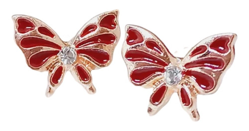 Aros De Acero Rosé Diseño Mariposa Colores Con Pequeño Cubic