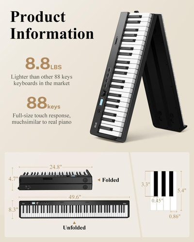 Eastar Ep-10 Piano Digital Digital Plotable 88 Teclado Semi