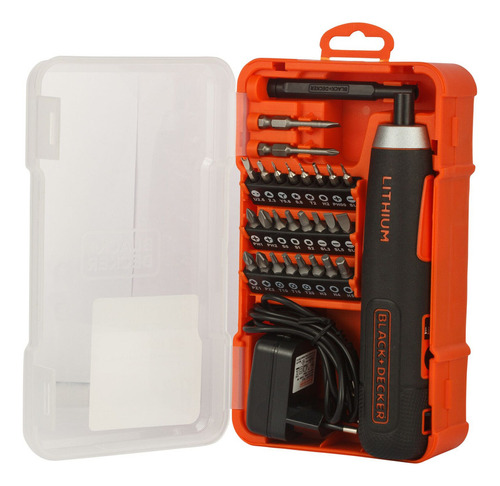 Atornillador Black&decker 4v Ion/lit + Set  Puntas Y Estuche