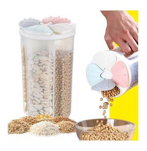 Contenedor Dispensador Granos Cereales Dividido X4 Puestos