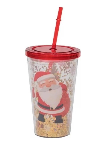 Vaso  Diseño Navideño Con Bombilla.