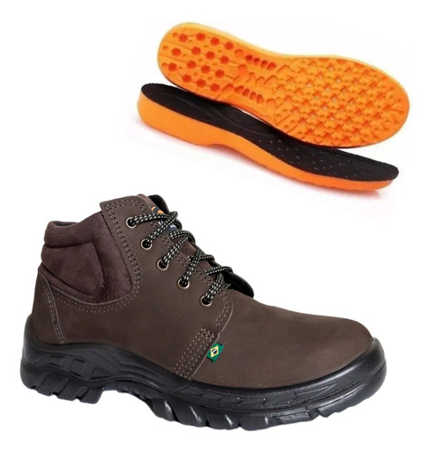 Bota Segurança Ecosafety Bico Composite Couro Nobuck Café