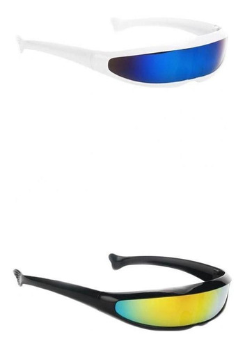 2x Ciclops Futuristas Espelhados Óculos De Sol Estreitas