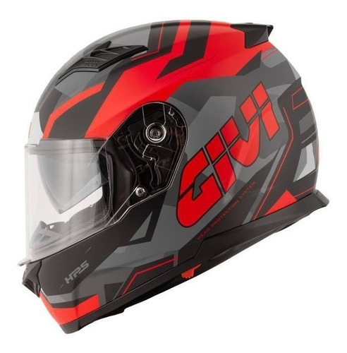 Capacete Givi Camo Fechado Viseira Solar Preto Vermelho