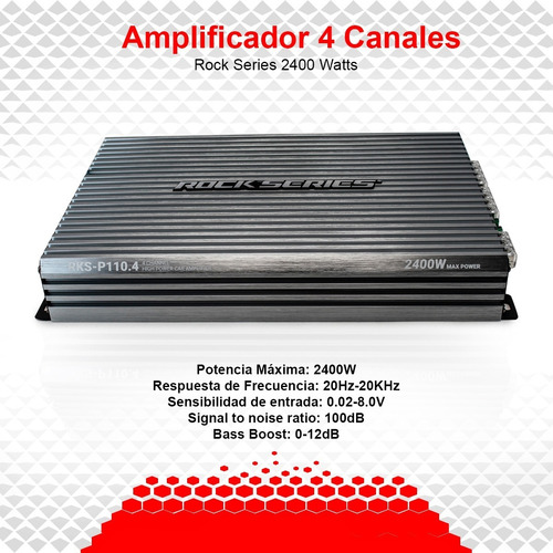 Imagen 6 de 6 de Amplificador 4 Canales Rock Series 2400 Watts
