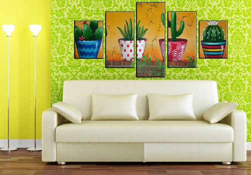 Cuadro  Decorativo    Cactus  Para  Sala/ Comedor 100x200cm