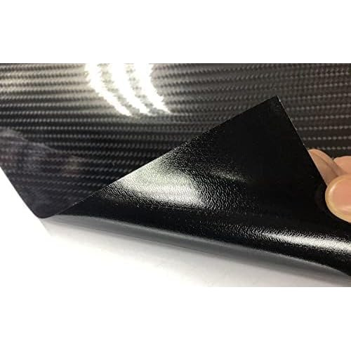 7d Super Glossy Black Carbon Fiber Vinyl Wrap, Anti-wri...