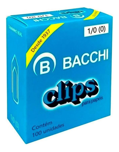 Clips Para Papéis De Aço Pequeno 1/0 100un - Bacchi