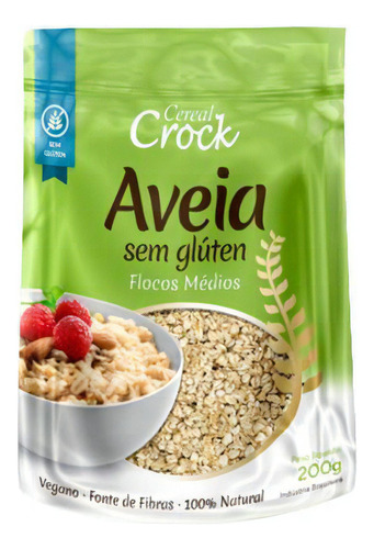 Kit 6x: Aveia Em Flocos Médios Sem Glúten Leve Crock 200g