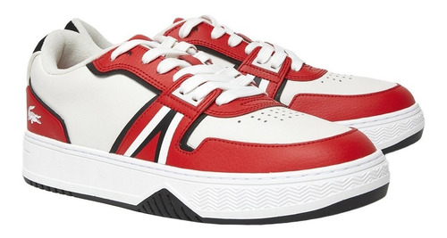 Tenis Lacoste Leather L001 White/red - Originales Y Nuevos