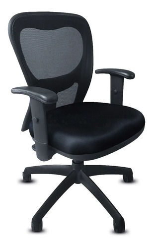 Silla de escritorio Mobilarg Ejecutivo citiz s/cabezal estrella negra ergonómica  negra con tapizado de cuero sintético