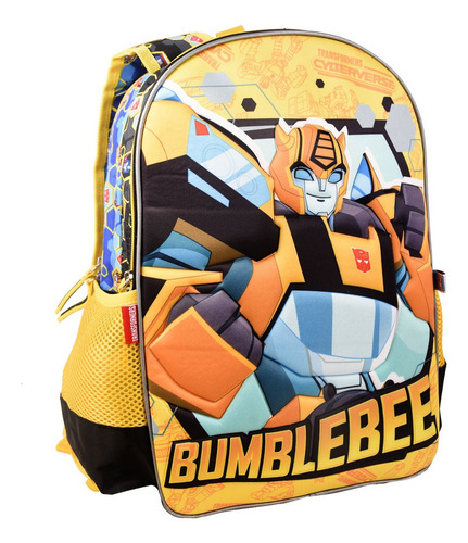 Mochila Niño Transformers 3d Primaria 100% Diseño De La Tela Amarillo
