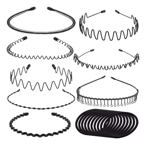 8 Diademas De Metal Para El Pelo, Diadema Ondulada Unisex, C