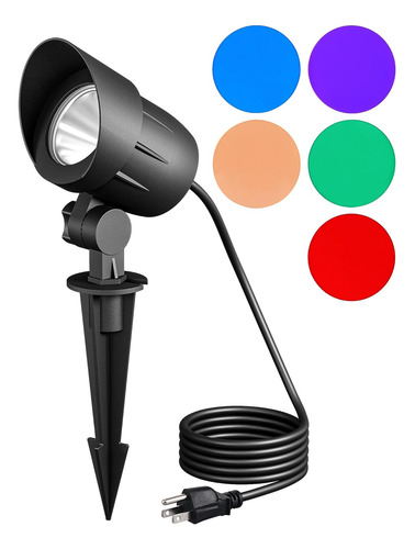 Foco Led Enchufable Exterior Con 5 Lentes De Aluminio
