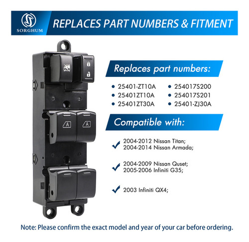 Interruptor De Ventana Para Nissan Titan 2004-2014