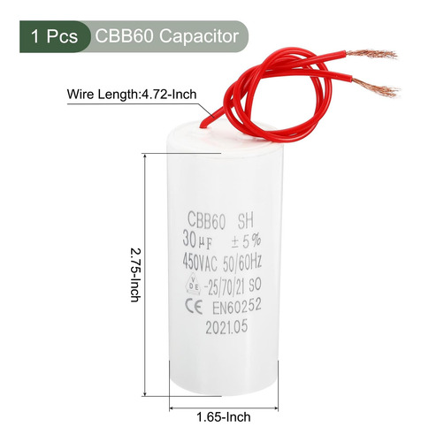 Capacitor De Ejecución Yokive 30uf Cbb60, Capacitor De Con 2