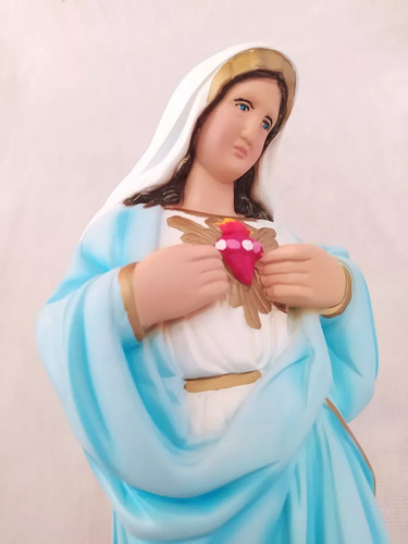 Imagem De Sagrado Coracao De Maria 31 Cm Estatua Cor Pintura A Mão