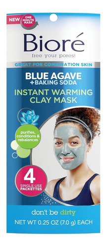 Bioré Blue Agave Máscara Argila Limpeza Profunda -4 Unidades