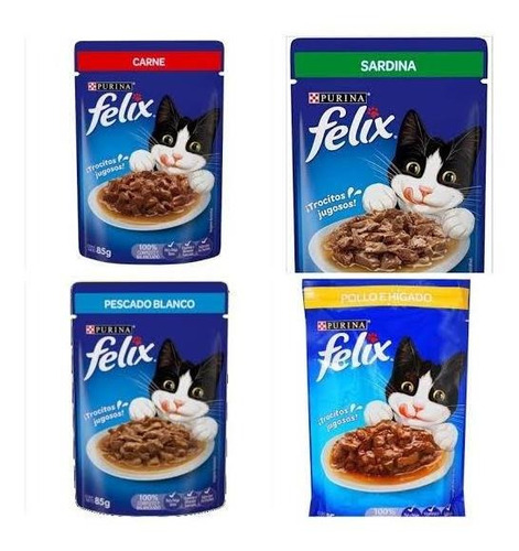 Felix Sobres Mix Varios Sabores Para Gato 45pzs De 85g C/u