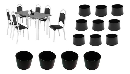 Kit Ponteira Protetora Pé De Mesa Tubular E Para 6 Cadeiras