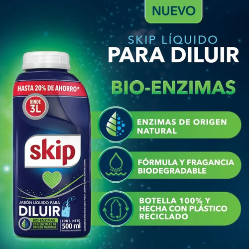 Jabon Liquido Skip Concentrado Para Diluir 500cc (6537)