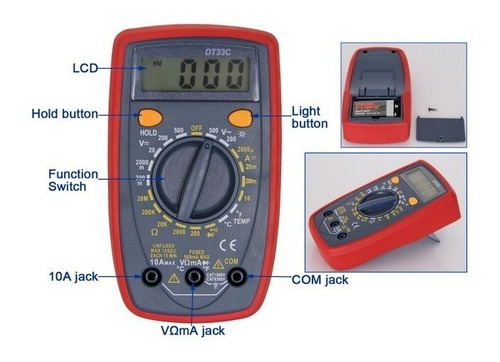 Imagen 4 de 8 de Multímetro Pro Tester Digital Con Buzzer Tension Dt33c