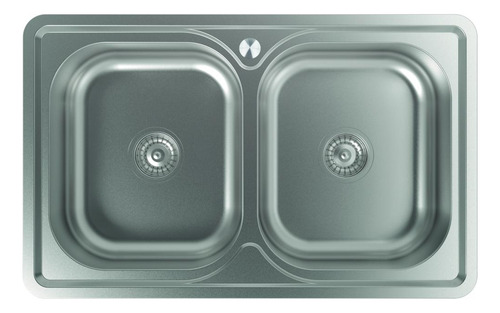 Pileta Doble Acero Inox 0,8mm Edesa Ø 80x50x18 Sobre Mesada VELETA SE 80 2C R-90