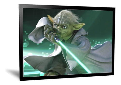 Cuadro Minimalista - Star Wars Yoda Sable Jedi - 35x50 Cm