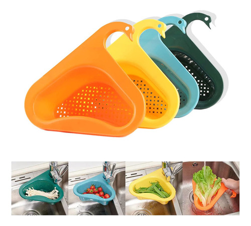 Cesto De Drenagem De Pia De Cozinha Swan De 4 Peças.