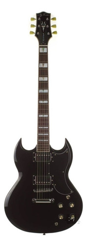 Guitarra eléctrica Jay Turser Serie 50 JT-50 double-cutaway de madera maciza black brillante con diapasón de palo de rosa