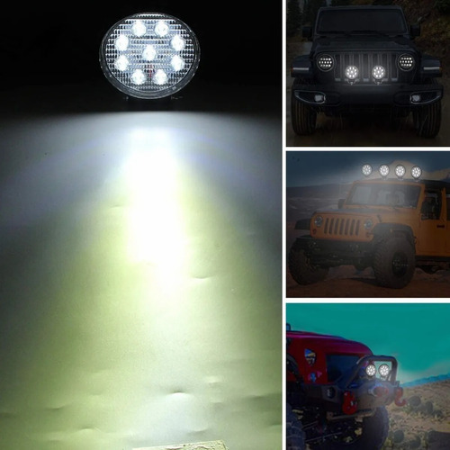 Imagen 8 de 9 de X4 Luces Foco Neblinero Led 27w 4x4 Auto Caminon Redondo
