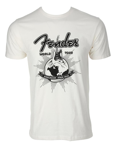 Camiseta Fender World Tour, Vintage White, S