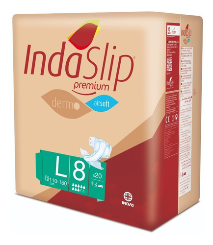 Pañal Indaslip Premium L8 (anatómico) X20 U