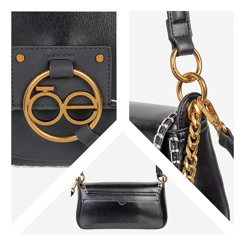 Lady Bag Cloe Para Mujer Cadena Ornamental Color Negro