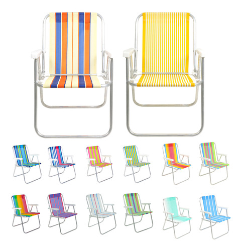 2 Cadeiras De Praia Alta Alumínio Piscina Varanda Promoção