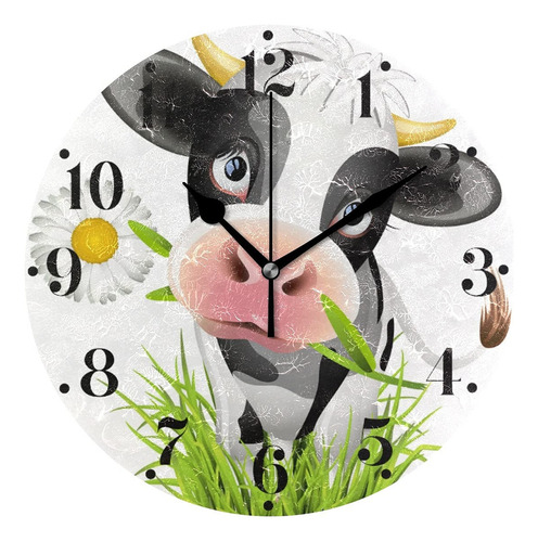 Hupery Reloj De Pared De Vaca Holstein, Silencioso, Redon