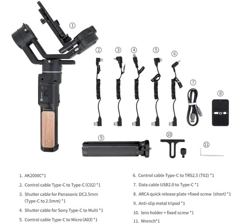 Imagem 10 de 10 de Gimbal Estabilizador Feiyutech Ak2000c 2,2kg Nikon 3 Eixos
