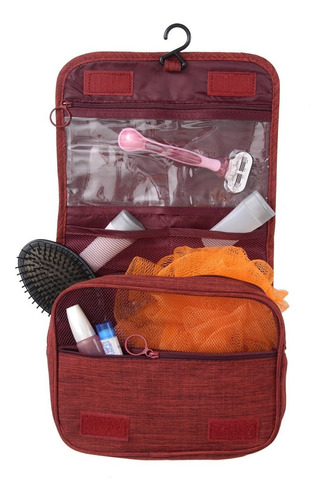 Bolsa De Viaje Para Baño Colgante Organizador Neceser Color Rojo