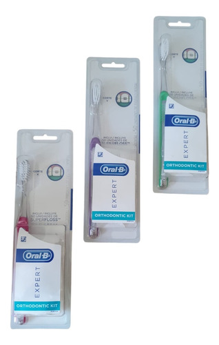 3 Kit Ortodoncia Oral B Cepillo + 50 Hilo Superfloss Bracket