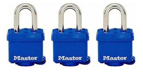 Master Lock 312tri Candados Laminados 40 Mm 3 Pza Color Azul