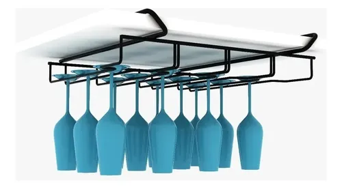 Suporte Suspenso Armário Porta 12 Taças Organizador Cozinha Cor Preto