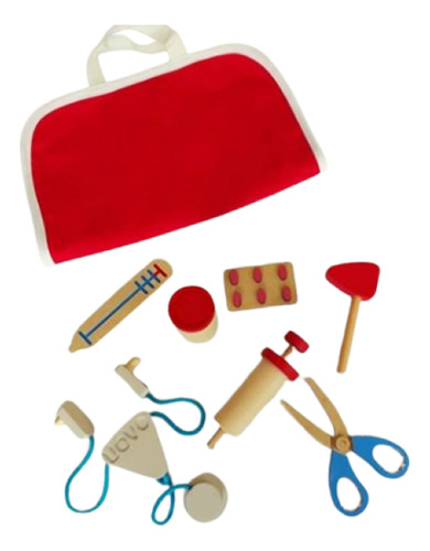 Set De Doctor Juguete De Madera Juego De Rol Infantil Valija