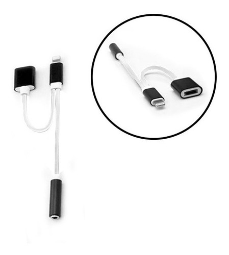 Splitter iPhone Mini Plug 3.5mm Carga Auriculares 7 8 X Xs