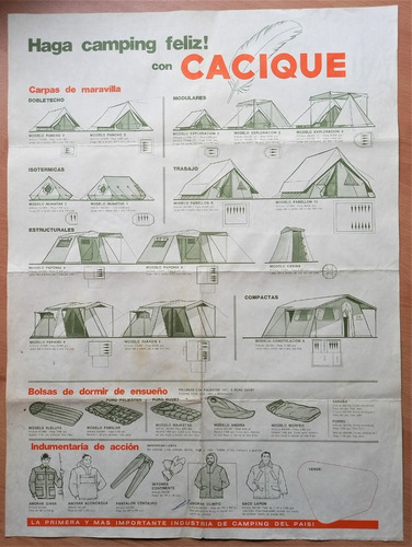  Poster Afiche Publicidad Carpas Cacique 41x 63 Cm Antiguo