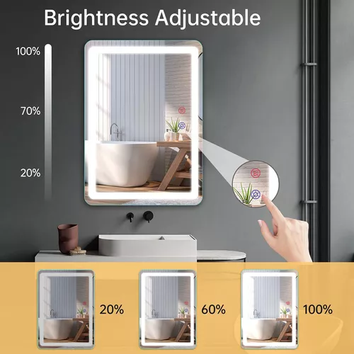 Espejo de tocador LED de baño, espejos de baño para pared con sensor táctil  y luz regulable de 28 x 20 pulgadas